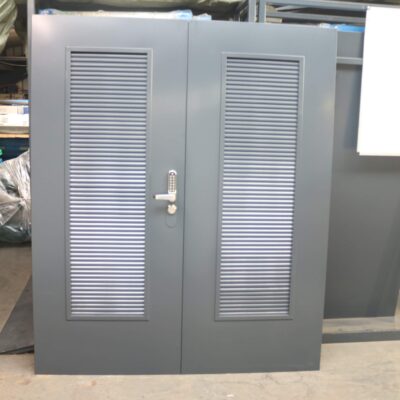Double Louvred Security Steel Door | 1790mm x 2095mm | Anthracite Grey | LH OUT