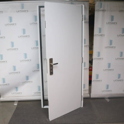 Budget Steel Door | 845mm x 2000mm | Latham's White | RH OUT/LH IN