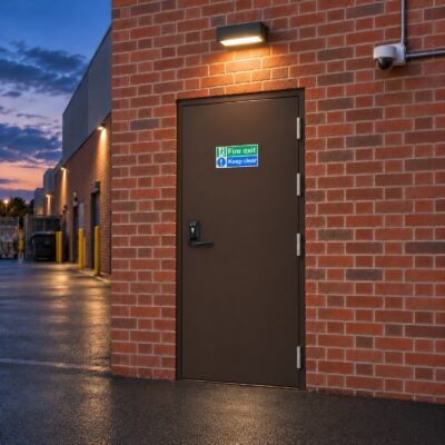 A Van Dyke Brown secured by design fire exit door