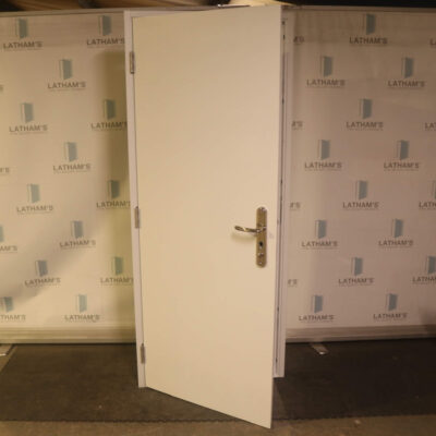 Budget Steel Door | 845mm x 2020mm | Latham's White | LH OUT/RH IN