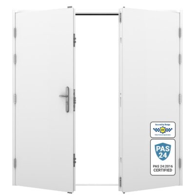 PAS 24 rated double steel door