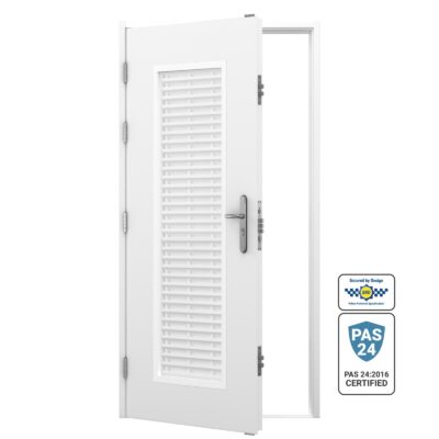 PAS 24 rated louvred steel door