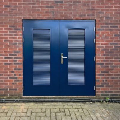PAS 24 rated double louvred steel door
