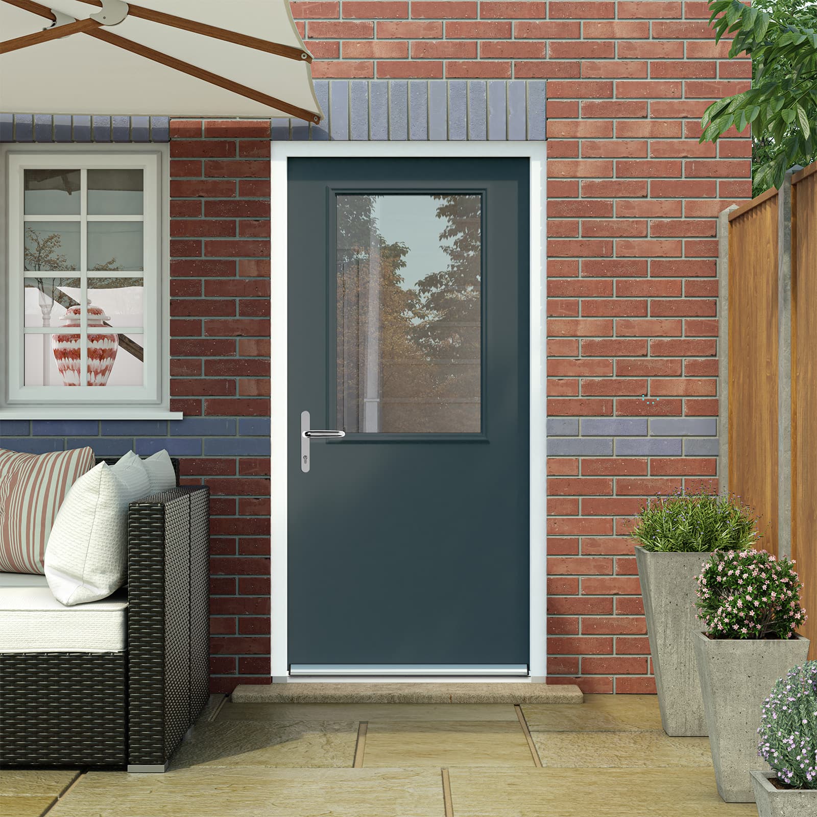 Latham's security back door in slate grey