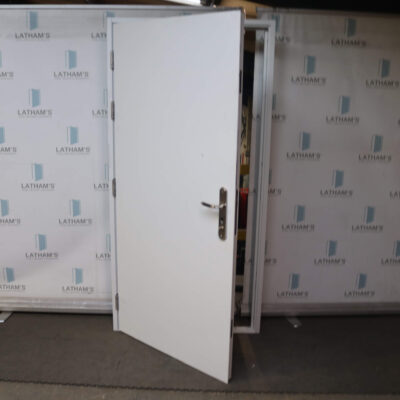 Security Steel Door | 995mm x 2020mm | Latham's White | LH OUT/RH IN