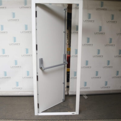 Security Fire Exit Door | 795mm x 1975mm | Latham's White | RH OUT