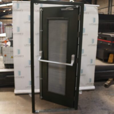 Security Louvred Fire Exit Door | 895mm x 2020mm | Juniper Green | LH OUT