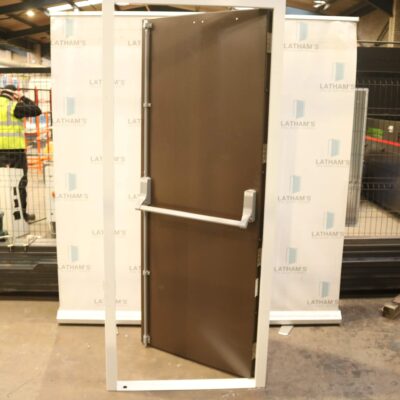 Security Fire Exit Door | 890mm x 2095mm | Van Dyke Brown/Latham's White Frame | RH OUT