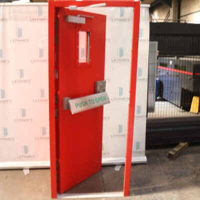 High Security Fire Exit Door | 845mm x 2020mm | Traffic Red | RH OUT