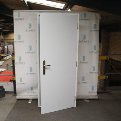 Budget Steel Door | 845mm x 2020mm | Latham's White | RH OUT/LH IN