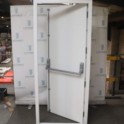 Security Fire Exit Door | 890mm x 2085mm | Latham's White | LH OUT