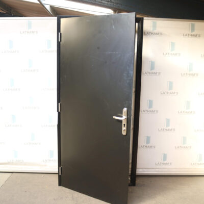 Budget Steel Door | 990mm x 2095mm | Jet Black | LH OUT/RH IN