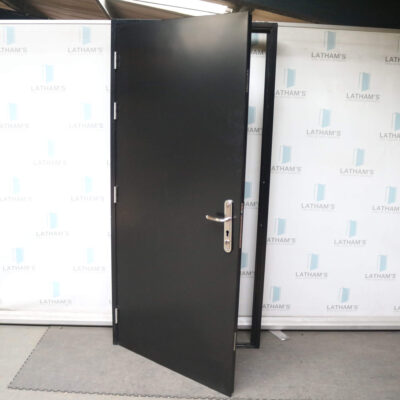 Security Steel Door | 990mm x 2095mm | Jet Black | LH OUT/RH IN