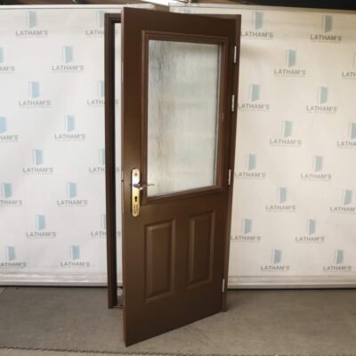 Security Glazed Panelled Steel Door | 845mm x 2020mm | Van Dyke Brown | RH OUT/LH IN