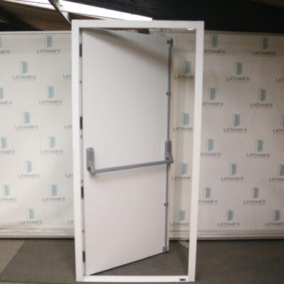 Security Fire Exit Door | 990mm x 2095mm | Latham's White | RH OUT