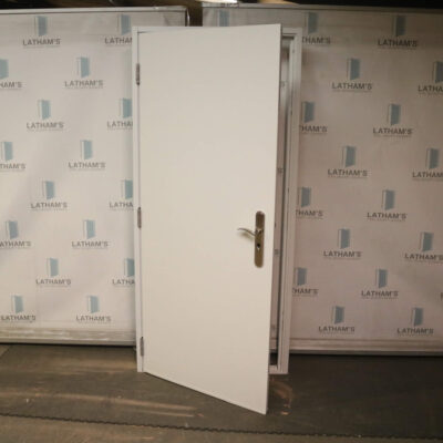 Budget Steel Door | 895mm x 1980mm | Latham's White | LH OUT/RH IN