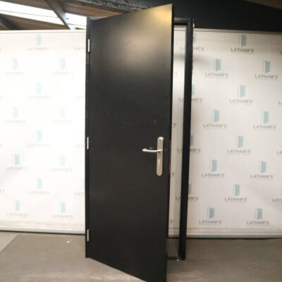 Budget Steel Door | 890mm x 2095mm | Jet Black | LH OUT/RH IN