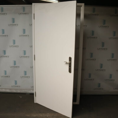 Budget Steel Door | 990mm x 2095mm | Latham's White | LH OUT/RH IN