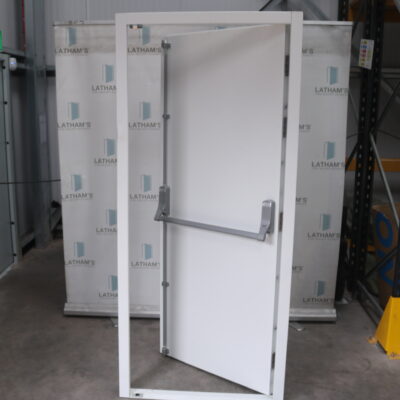 Security Fire Exit Door | 895mm x 2020mm | Latham's White | LH OUT