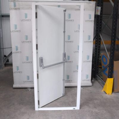 Security Fire Exit Door | 845mm x 1930mm | Latham's White | RH OUT