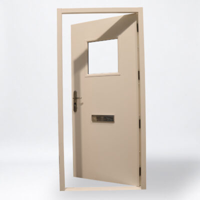 Security Glazed Steel Door | 990mm x 2095mm | Latham's White | RH IN
