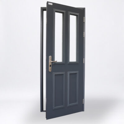 Security Glazed Panelled Steel Door | 890mm x 2095mm | Anthracite Grey | RH OUT/LH IN