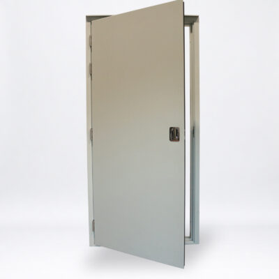 Shipping Container Steel Door | 1035mm x 2110mm | Latham's White/Primer Grey | LH OUT/RH IN